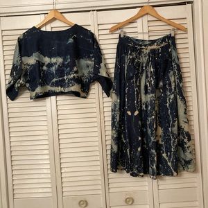 Bleached denim skirt set